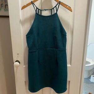 She and Sky Green Suede Dress